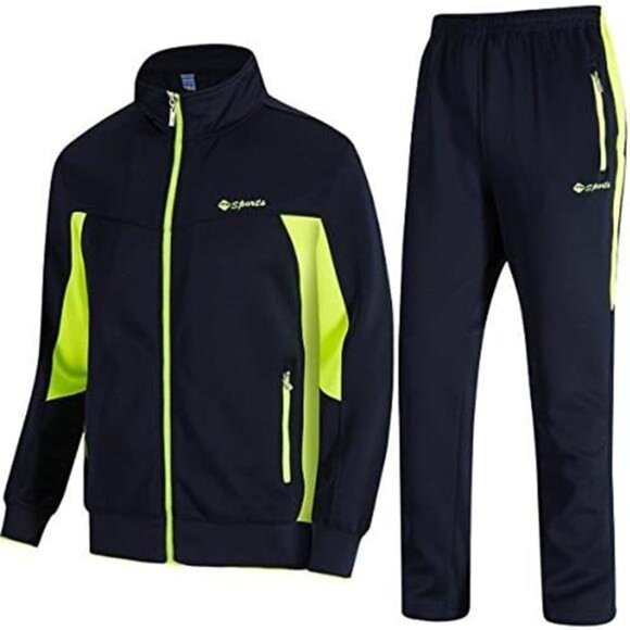Men's Athletic Tracksuit Full Zip Warm Jogging Sweat Suits - Picture 2 of 2
